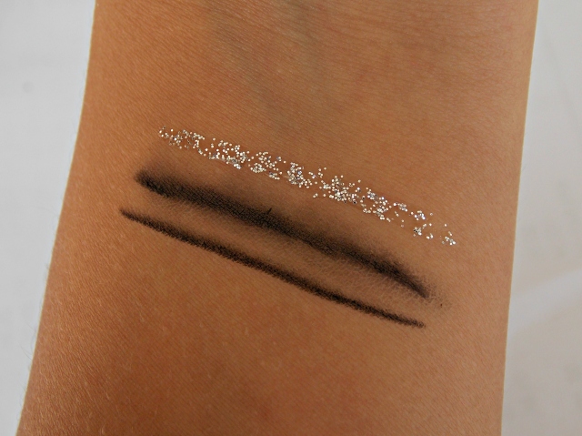 Swatches of Sephora Collection Glitter Mascara/Eyeliner and Long Lasting Kohl 
