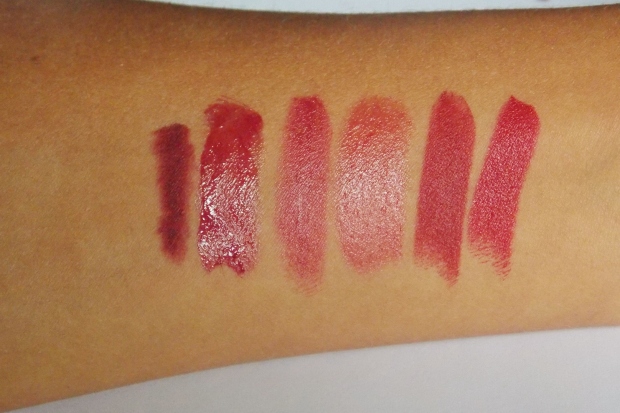 L-R: Sephora Collection, L'Oreal Paris, Maybelline New York, CoverGirl, Rimmel London Matte and Rimmel London 